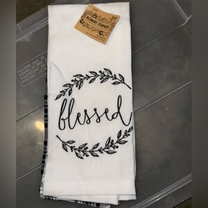 Robert Stanley White Kitchen Towel with Black Design